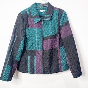 Vintage 80s 90s Colorblock Houndstooth Jacket Size Large